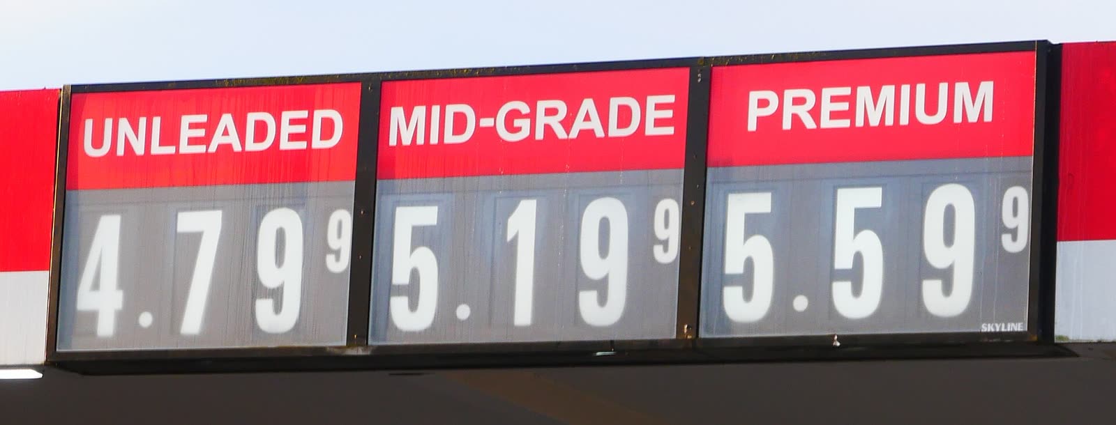 A gasoline price sign at a US gas station